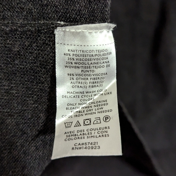 Ann Taylor LOFT Womens Medium Sweater Gray Wool Blend Plaid Collar Top - Picture 5 of 5